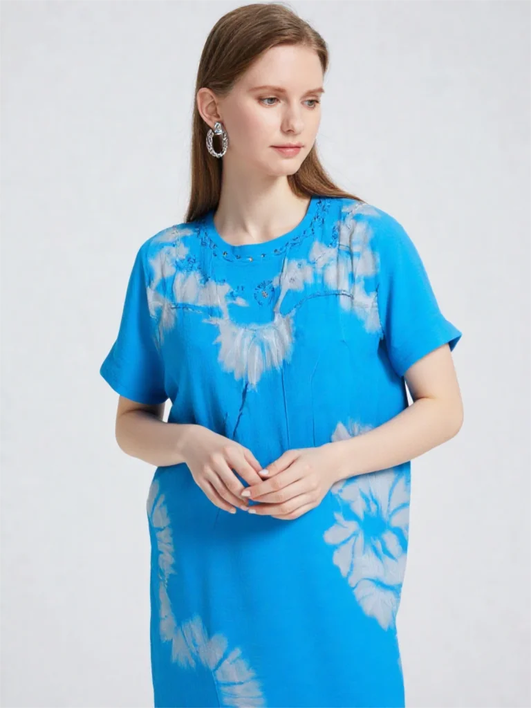 Sky Blue Tie Dye Cotton Maxi Dress with Headscarf, African Batik Kaftan Long Dress, Boho Arabic Summer Sundress
Sky Blue Tie Dye Cotton Maxi Dress with Headscarf, African Batik Kaftan Long Dress, Boho Arabic Summer Sundress