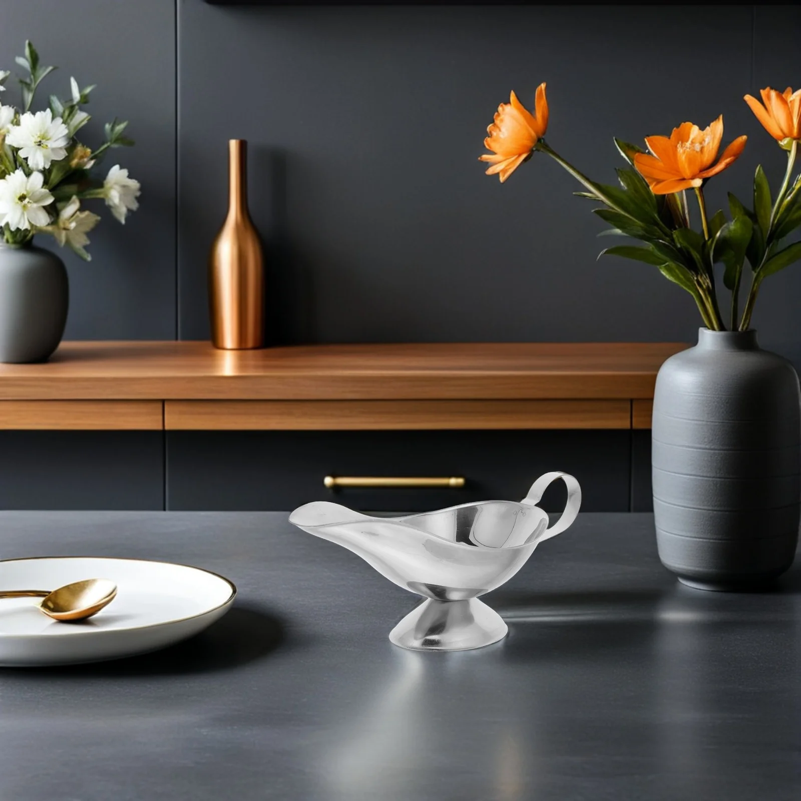 5 Ounce Stainless Steel Sauce Boat Food Grade Rustproof S-Shaped Handle Lightweight Gravy Dish For Kitchen Dining Hotels
5 Ounce Stainless Steel Sauce Boat Food Grade Rustproof S-Shaped Handle Lightweight Gravy Dish For Kitchen Dining Hotels