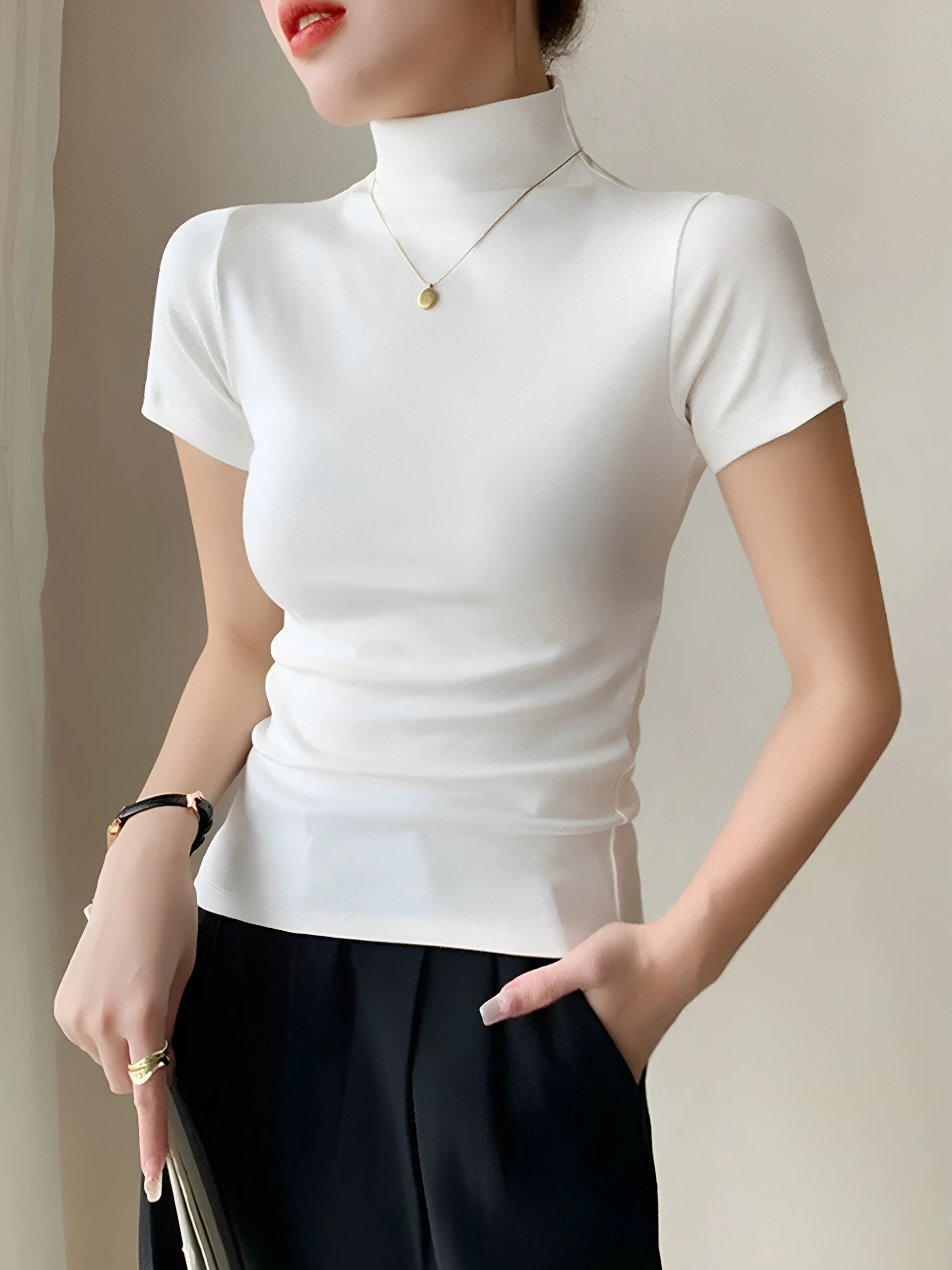 2026 New Summer Women's Casual Short Sleeve Half High Collar Top plus Size Inner Wear Commute Sexy Bottoming Shirt
2026 New Summer Women's Casual Short Sleeve Half High Collar Top plus Size Inner Wear Commute Sexy Bottoming Shirt