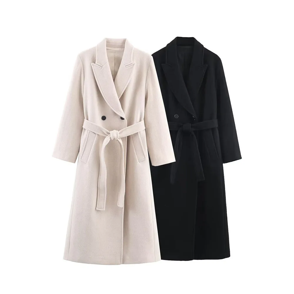Winter new women's fashion blend with belt and long coat jacket
Winter new women's fashion blend with belt and long coat jacket
