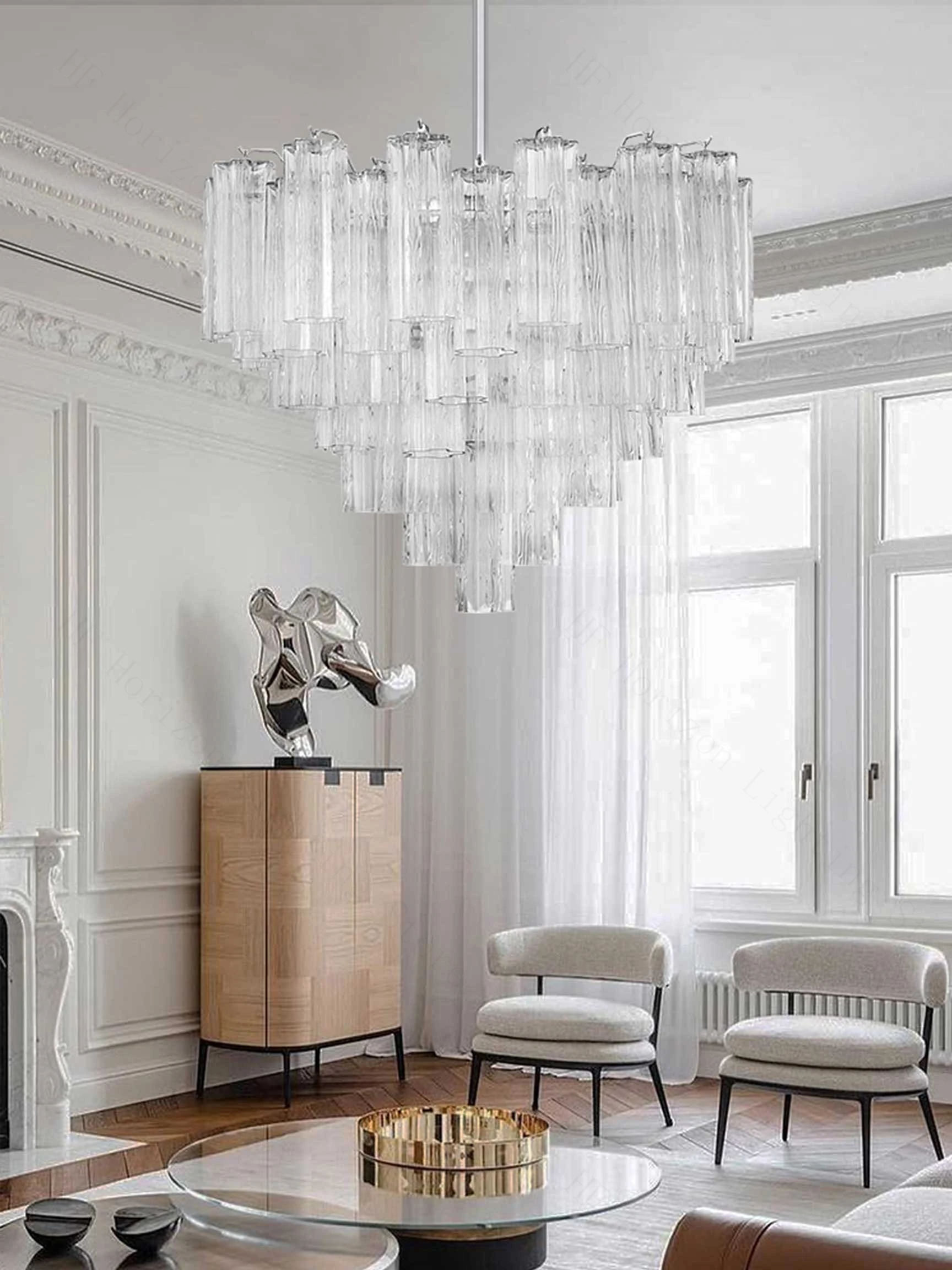 Round Murano Glass Chandelier with French Glass Tube Design Pendant Lighting for Dining Room Living Room and Bedroom Ceiling
Round Murano Glass Chandelier with French Glass Tube Design Pendant Lighting for Dining Room Living Room and Bedroom Ceiling