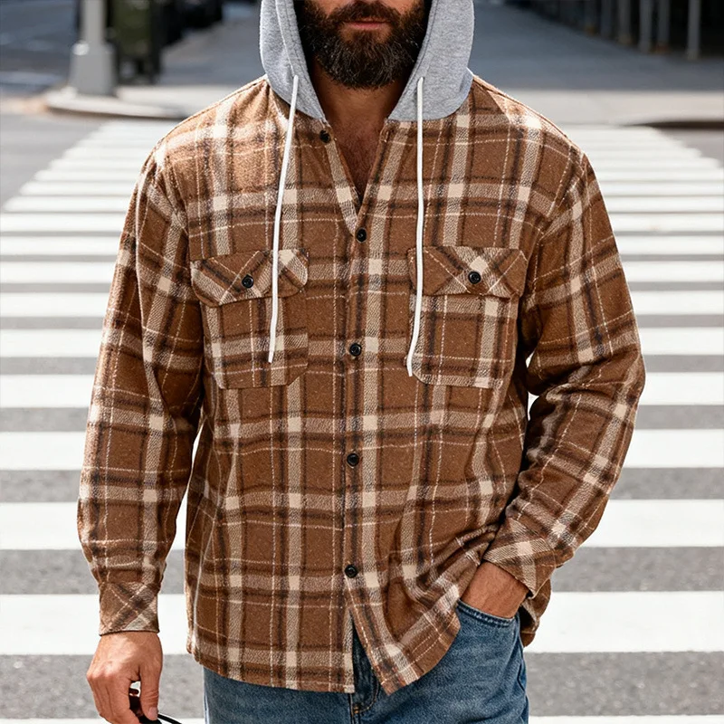 2026 New Spring and Autumn Men's Hooded Plaid Button Shirt Jacket Versatile Casual
2026 New Spring and Autumn Men's Hooded Plaid Button Shirt Jacket Versatile Casual