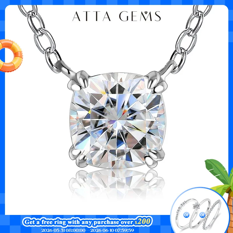 ATTAGEMS 925 Silver Necklace Pendant Cushion Cut 1.0ct D Color White Moissanite Pass Diamond Test for Women Elegant Necklace
ATTAGEMS 925 Silver Necklace Pendant Cushion Cut 1.0ct D Color White Moissanite Pass Diamond Test for Women Elegant Necklace
