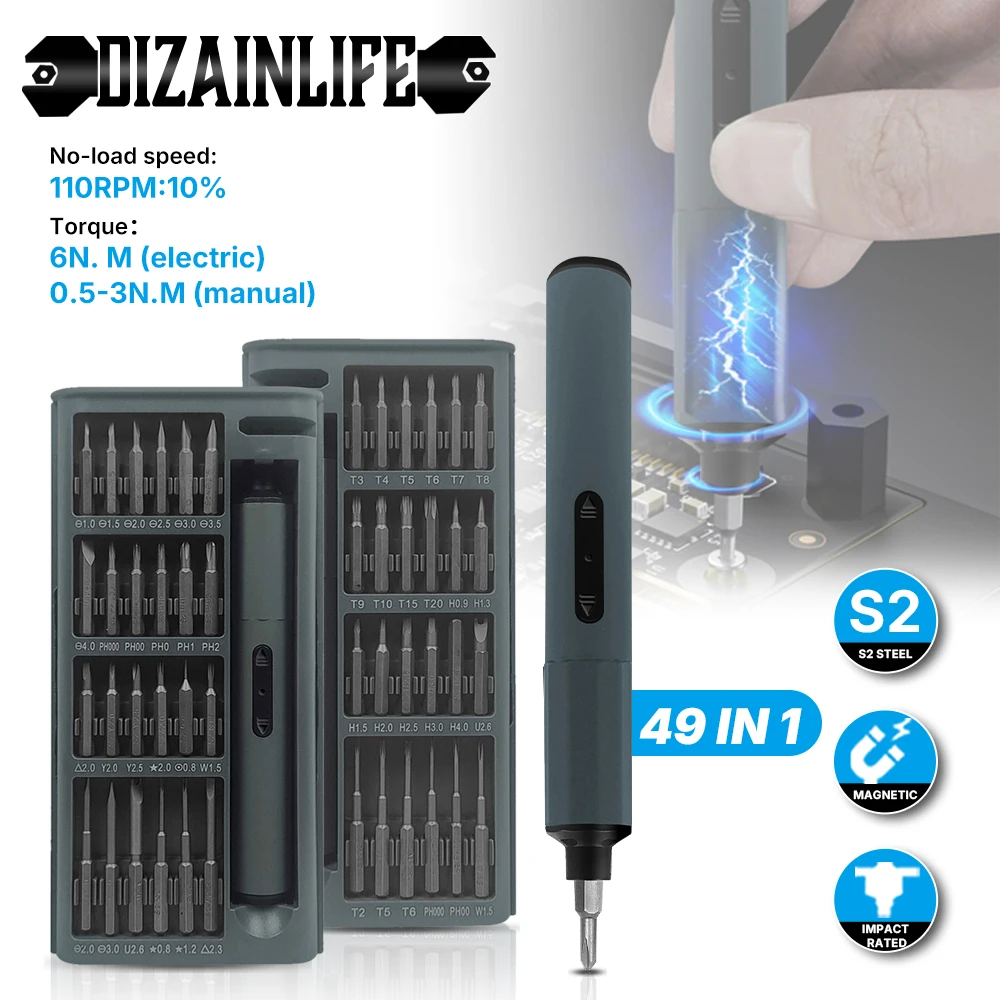 53in1 Electric Precision Screwdriver Magnetic 48 PCS Screw Heads 4 Torque Settings with LED Light for Smart Home PC Phone Repair
53in1 Electric Precision Screwdriver Magnetic 48 PCS Screw Heads 4 Torque Settings with LED Light for Smart Home PC Phone Repair
