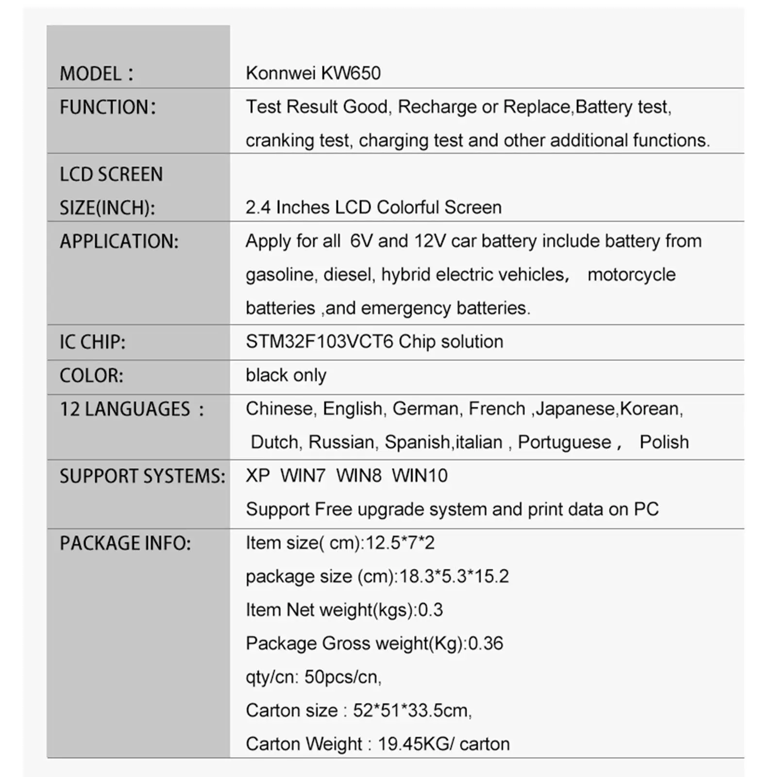 Professional 12V 6V 2000 CCA Car Battery Load , Measurements
Professional 12V 6V 2000 CCA Car Battery Load , Measurements