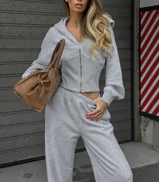 Women's Set 2026 Spring and Autumn Slim Fit Simple and Fashionable Zipper Hooded Sweatshirt Jacket and Straight Leg Pants Set
Women's Set 2026 Spring and Autumn Slim Fit Simple and Fashionable Zipper Hooded Sweatshirt Jacket and Straight Leg Pants Set