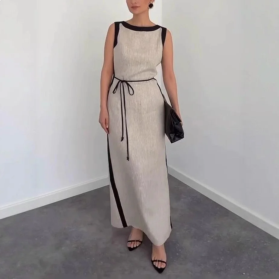 Spring Summer Women Sleeveless Round Neck Contrast Color Waist Dress Dresses Casual
Spring Summer Women Sleeveless Round Neck Contrast Color Waist Dress Dresses Casual