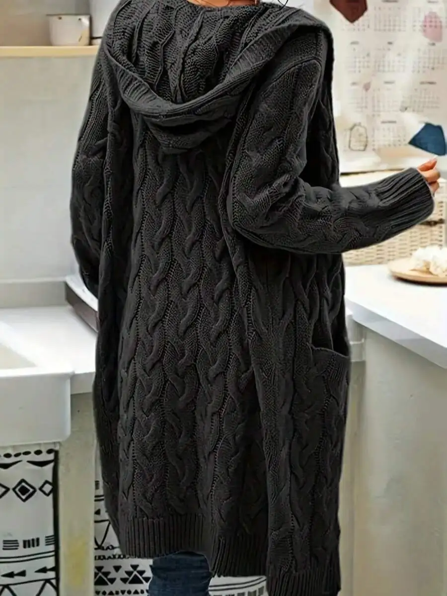Long Hooded Cable Knit Cardigan For Women With Pockets Casual Vintage Sweater
Long Hooded Cable Knit Cardigan For Women With Pockets Casual Vintage Sweater