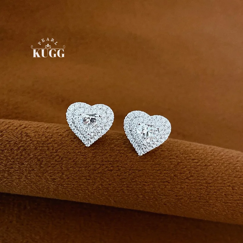 KUGG 100% 18K White Gold Earrings Luxury Heart Shape Real Natural Diamond Stud Earrings for Women High Wedding Jewelry
KUGG 100% 18K White Gold Earrings Luxury Heart Shape Real Natural Diamond Stud Earrings for Women High Wedding Jewelry