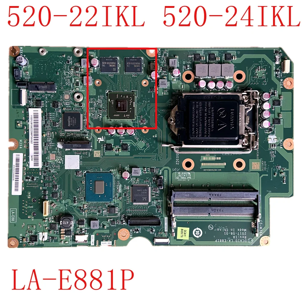 Материнская плата LA-E881P подходит для Lenovo AIO 520-22IKL 520-24IKL, независимая материнская плата 01LM145 B250 R17M 2G, 100% тест в порядке
Материнская плата LA-E881P подходит для Lenovo AIO 520-22IKL 520-24IKL, независимая материнская плата 01LM145 B250 R17M 2G, 100% тест в порядке