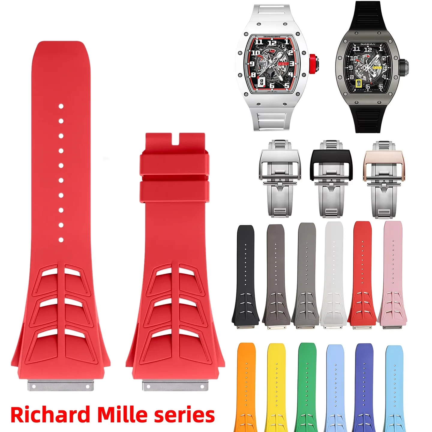 Резиновый ремешок для часов со стальной головкой FKM для Richard Miller RM055 RM030 RM35-01 RM35-02 RM35-03, ремешок для часов, мягкие аксессуары из фторкаучука
Резиновый ремешок для часов со стальной головкой FKM для Richard Miller RM055 RM030 RM35-01 RM35-02 RM35-03, ремешок для часов, мягкие аксессуары из фторкаучука