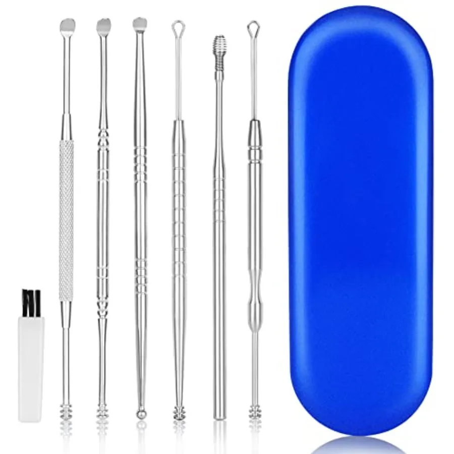 Ear Wax Removal Kit, Ear Cleaner, Ear Pick, Ear Cleaning Tool Set Stainless Steel 6 in 1 Ear Spoon Curette with Cleaning Brush
Ear Wax Removal Kit, Ear Cleaner, Ear Pick, Ear Cleaning Tool Set Stainless Steel 6 in 1 Ear Spoon Curette with Cleaning Brush