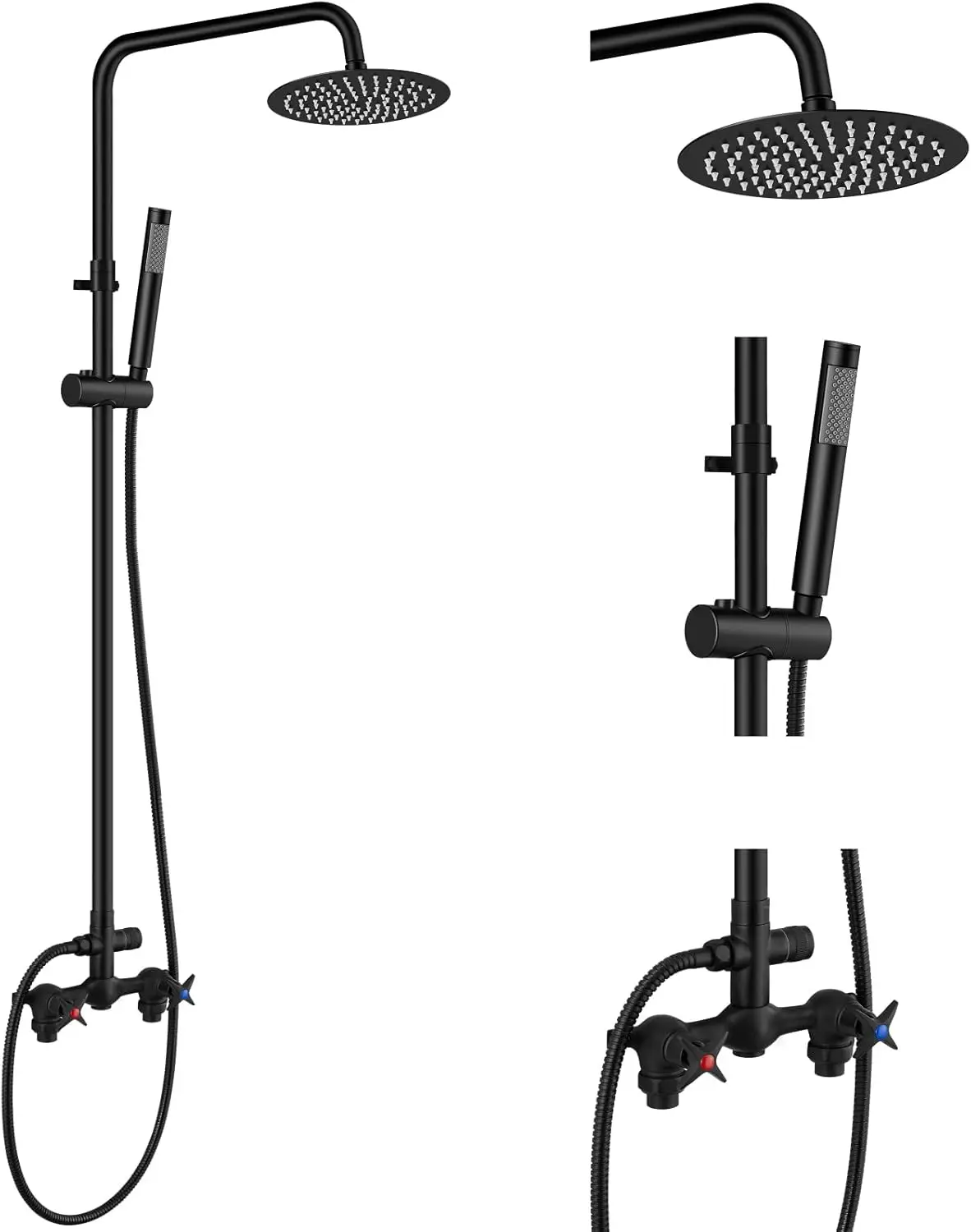 Outdoor Shower Kit with Rainfall Head and Handheld Sprayer, Adjustable Height Pipe in Matte Black
Outdoor Shower Kit with Rainfall Head and Handheld Sprayer, Adjustable Height Pipe in Matte Black