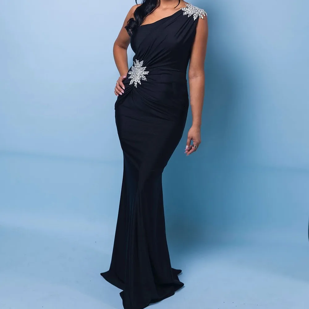 Customized A-line Evening Dresses Floor-length One-shoulder Sleeveless Prom Gown Fashion Crystal Simple Draped Casual Party Gown
Customized A-line Evening Dresses Floor-length One-shoulder Sleeveless Prom Gown Fashion Crystal Simple Draped Casual Party Gown