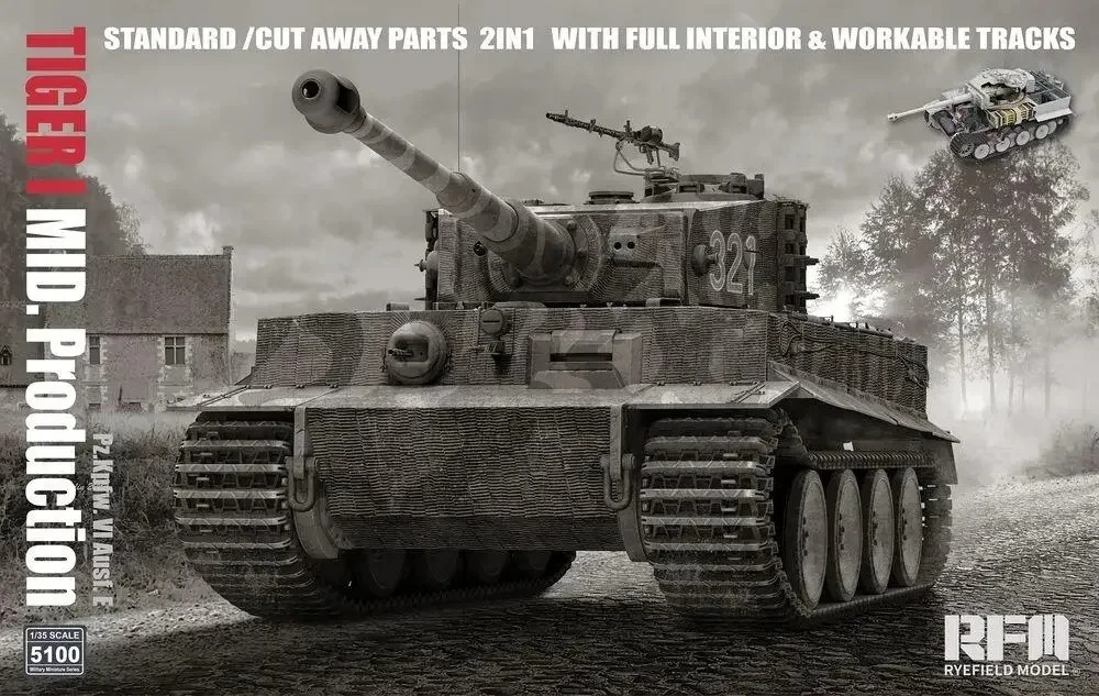 1/35 Ryefield Model 5100 Panzerkampfwagen VI Tiger I (with full interior)assembly Scale diy toys Model Kit
1/35 Ryefield Model 5100 Panzerkampfwagen VI Tiger I (with full interior)assembly Scale diy toys Model Kit