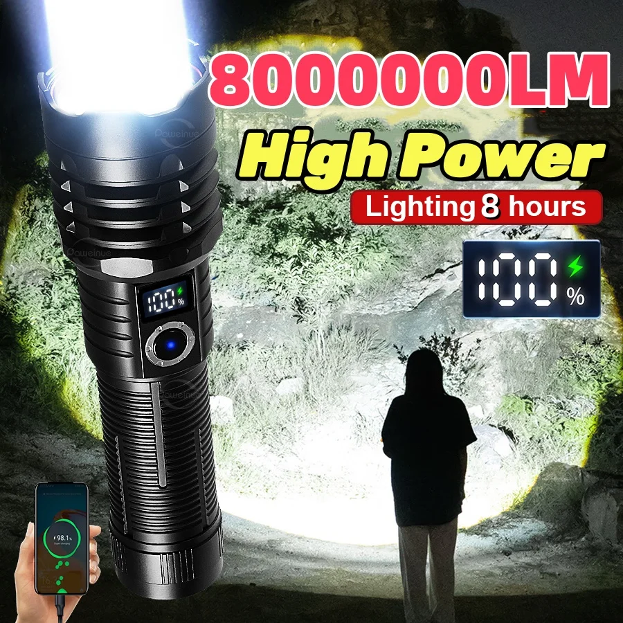 Перезаряжаемый светодиодный фонарик высокой мощности, супер яркий алюминиевый сплав 26650, аккумулятор, зум-фонарь, водонепроницаемый светильник для кемпинга и рыбалки
Перезаряжаемый светодиодный фонарик высокой мощности, супер яркий алюминиевый сплав 26650, аккумулятор, зум-фонарь, водонепроницаемый светильник для кемпинга и рыбалки