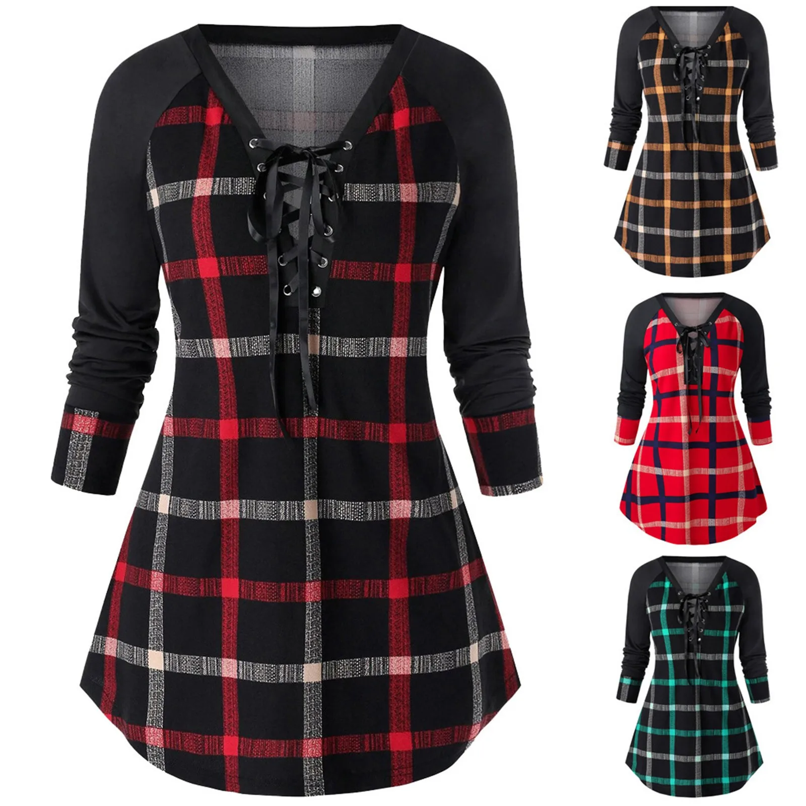 Fashion Plaid Lace Up Tunic Blouse Oversized Casual Winter Ladies Bottom Tops Female Women Long Sleeve Shirt Blusas Pullover
Fashion Plaid Lace Up Tunic Blouse Oversized Casual Winter Ladies Bottom Tops Female Women Long Sleeve Shirt Blusas Pullover