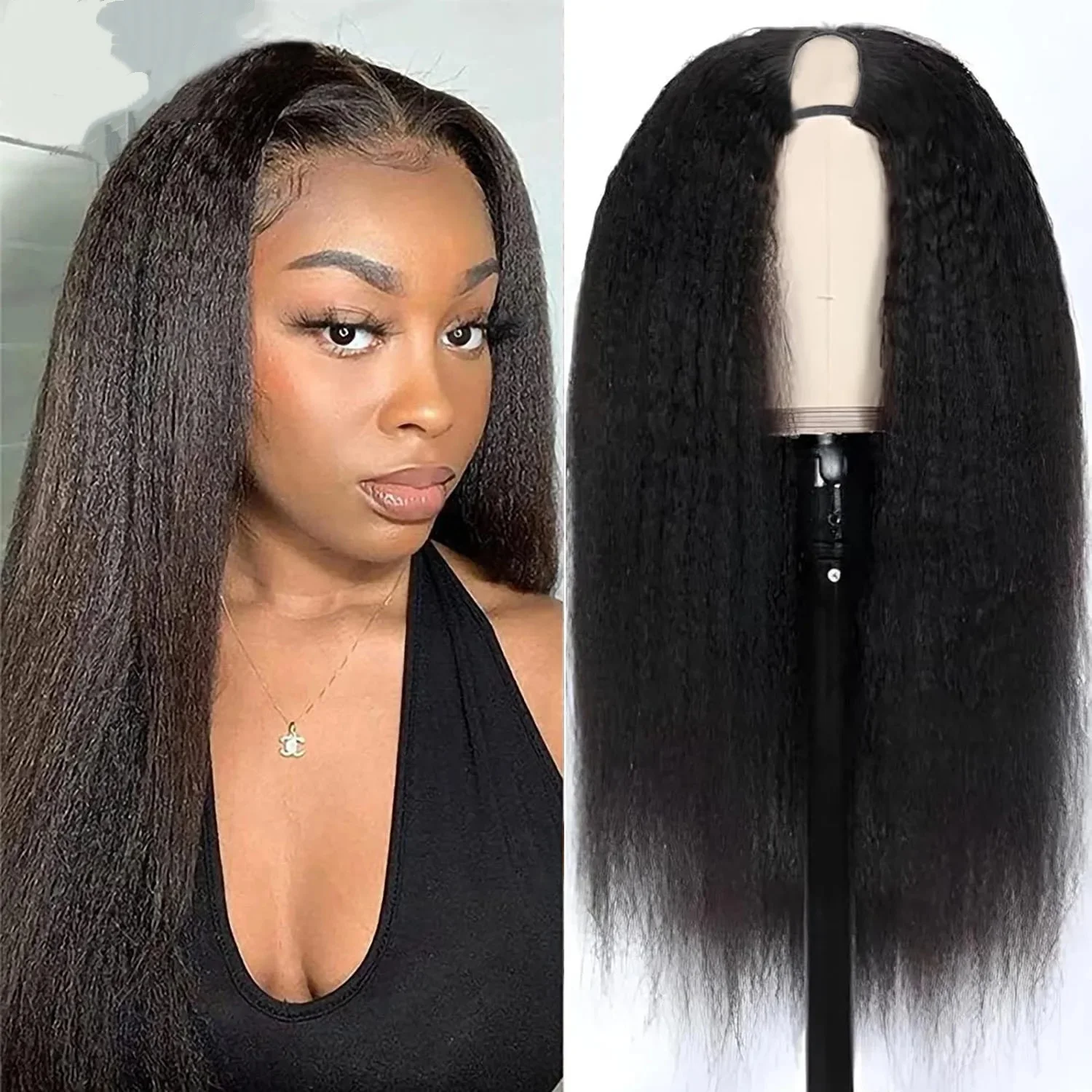 Kinky Straight V Part Wig Human Hair 18 Inch V Part Wig For Women with Drawstring 180% Density Upgrade Glueless U Part Wig No Leave Out No Sew In Kinky Straight Human Hair Wigs Natural Black
Kinky Straight V Part Wig Human Hair 18 Inch V Part Wig For Women with Drawstring 180% Density Upgrade Glueless U Part Wig No Leave Out No Sew In Kinky Straight Human Hair Wigs Natural Black