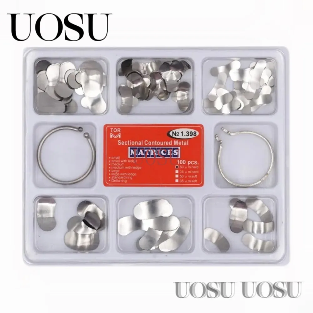 Denspay 100pcs/Box Dental Sectional Matrix System Dental Sectional Matrix Band Resin Clamping/Seperating Ring Dentist Tools
Denspay 100pcs/Box Dental Sectional Matrix System Dental Sectional Matrix Band Resin Clamping/Seperating Ring Dentist Tools