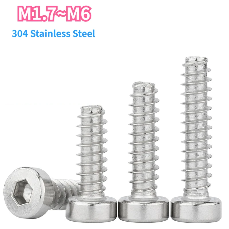 M1.7 M2 M2.3 M2.6 M3 M3.5 M4 M5 M6 304 Stainless Steel Thin Round Cylindrical Head Hexagonal Self Tapping Flat Tail Screw
M1.7 M2 M2.3 M2.6 M3 M3.5 M4 M5 M6 304 Stainless Steel Thin Round Cylindrical Head Hexagonal Self Tapping Flat Tail Screw