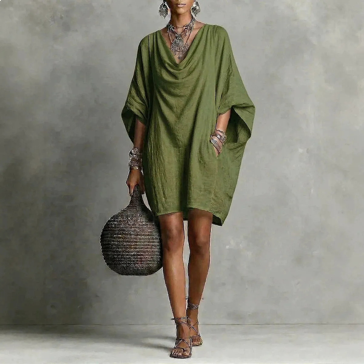Spring Summer Casual Loose Dress Batwing Holiday Dress Dresses
Spring Summer Casual Loose Dress Batwing Holiday Dress Dresses