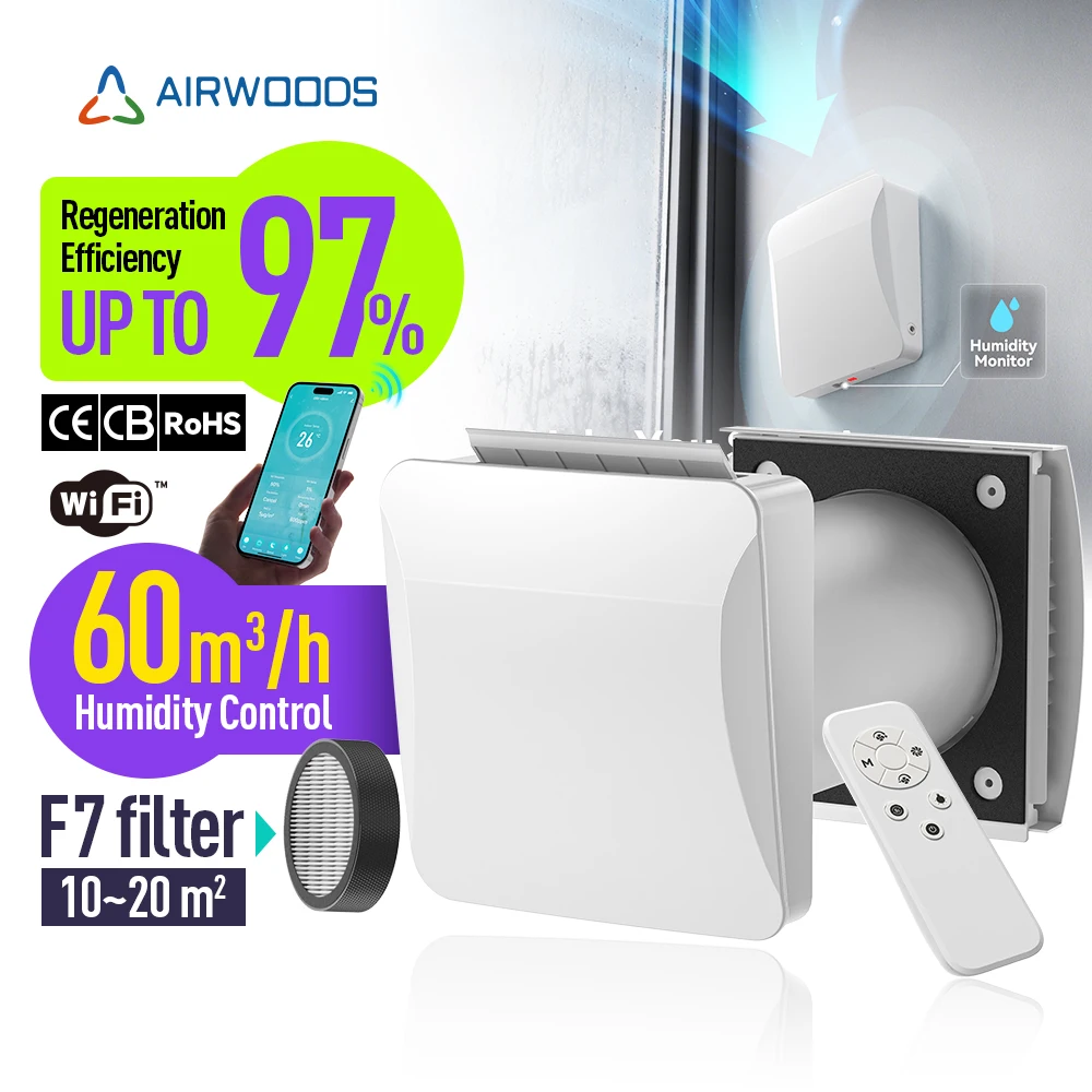 Residential Single Room ERV Through Wall Ventilation With 97% Efficiency Reversible DC Fan For Cottage
Residential Single Room ERV Through Wall Ventilation With 97% Efficiency Reversible DC Fan For Cottage