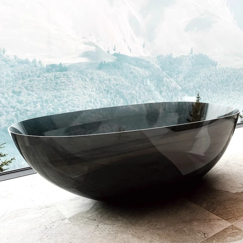 Transparent bathtub Color crystal resin Internet celebrity Thin edge independent goose egg shaped hotel Artificial stone bathtub
Transparent bathtub Color crystal resin Internet celebrity Thin edge independent goose egg shaped hotel Artificial stone bathtub