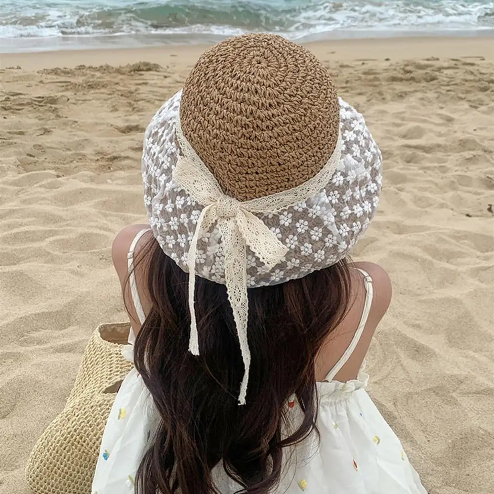 Summer Women's Travel Beach Cap Fashionable Lace Bow Bucket Hat Retro Elegant Sun Protection Straw Hat Korean Wide Brim Sun Hat
Summer Women's Travel Beach Cap Fashionable Lace Bow Bucket Hat Retro Elegant Sun Protection Straw Hat Korean Wide Brim Sun Hat