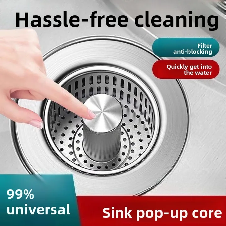 Stainless Steel Sink Drain Filter Pop-Up Stopper, Universal Press Type Drain Plug for Kitchen Sink & Wash Basin
Stainless Steel Sink Drain Filter Pop-Up Stopper, Universal Press Type Drain Plug for Kitchen Sink & Wash Basin