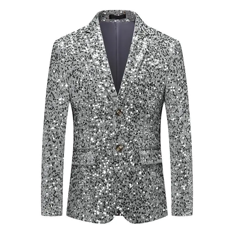 Glitter Gold Silver Sequin Suit Jacket Men Fashion Business One Button Slim Fit Evening Party Banquet Prom Shiny Tuxedo Blazer
Glitter Gold Silver Sequin Suit Jacket Men Fashion Business One Button Slim Fit Evening Party Banquet Prom Shiny Tuxedo Blazer