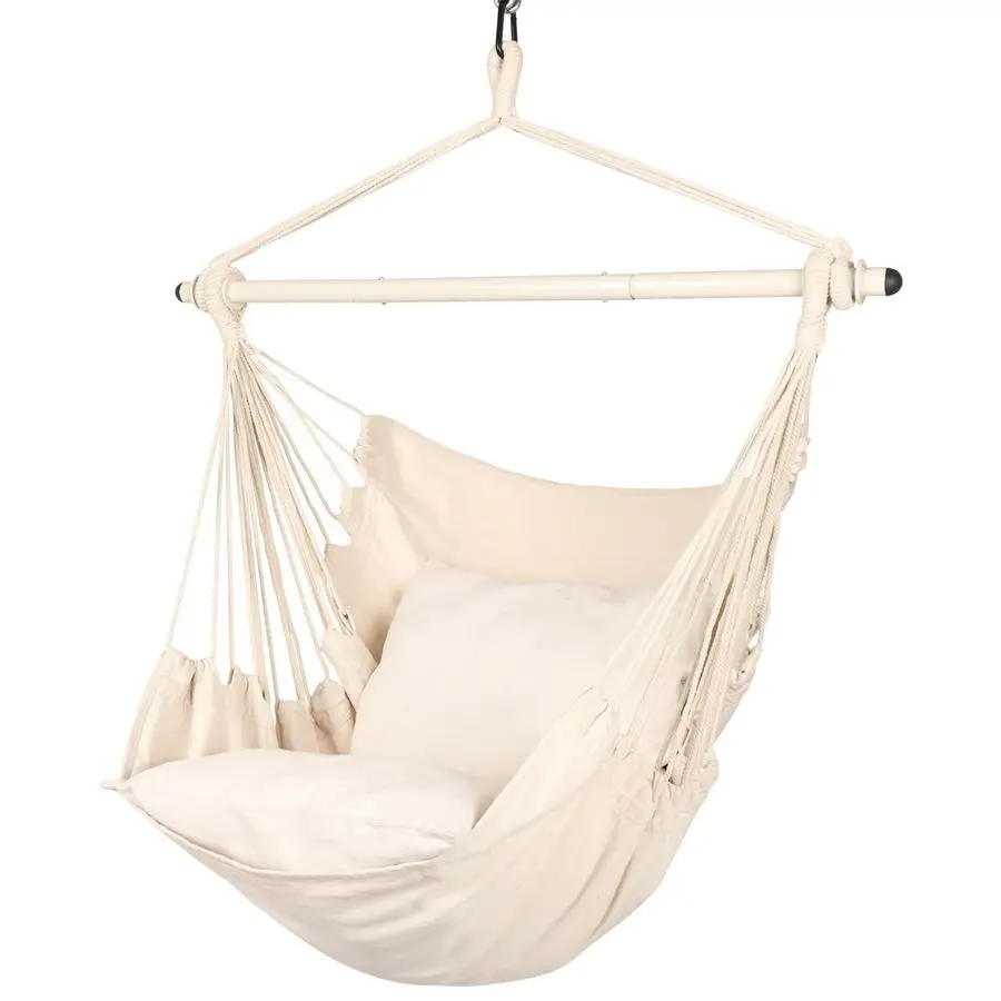 Hammock Chair Hanging Rope Swing Max 500 Lbs 2 Cushions Included Steel Spreader Bar with AntiSlip Rings for Any Indoor or Outdo
Hammock Chair Hanging Rope Swing Max 500 Lbs 2 Cushions Included Steel Spreader Bar with AntiSlip Rings for Any Indoor or Outdo