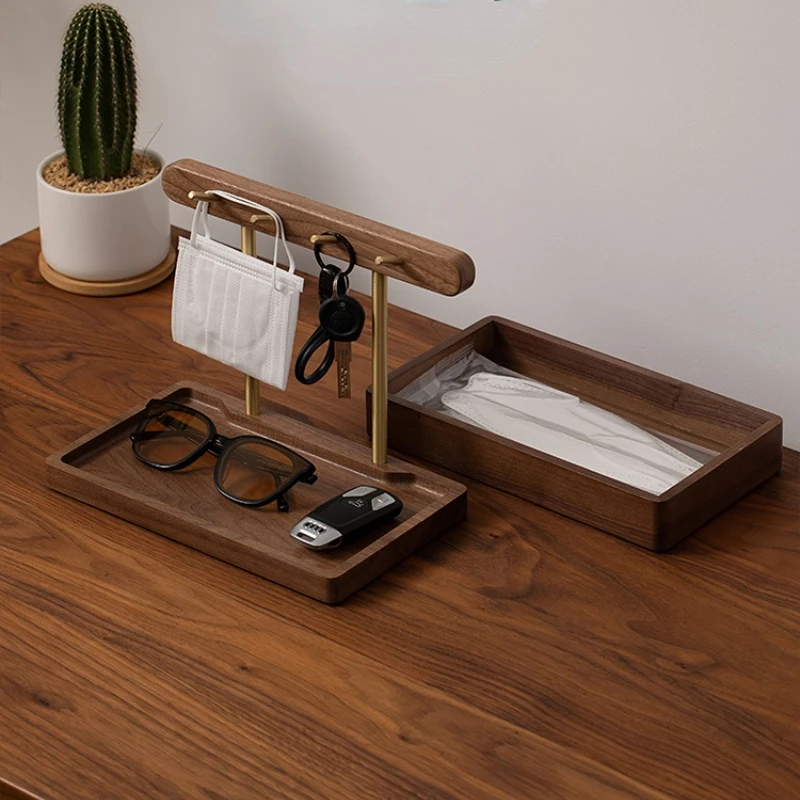 Black Walnut Storage Boxes Creative Double Layer Desk Organizer with Pull Rod Hook Key Box and Porch Tray for Item Storage
Black Walnut Storage Boxes Creative Double Layer Desk Organizer with Pull Rod Hook Key Box and Porch Tray for Item Storage
