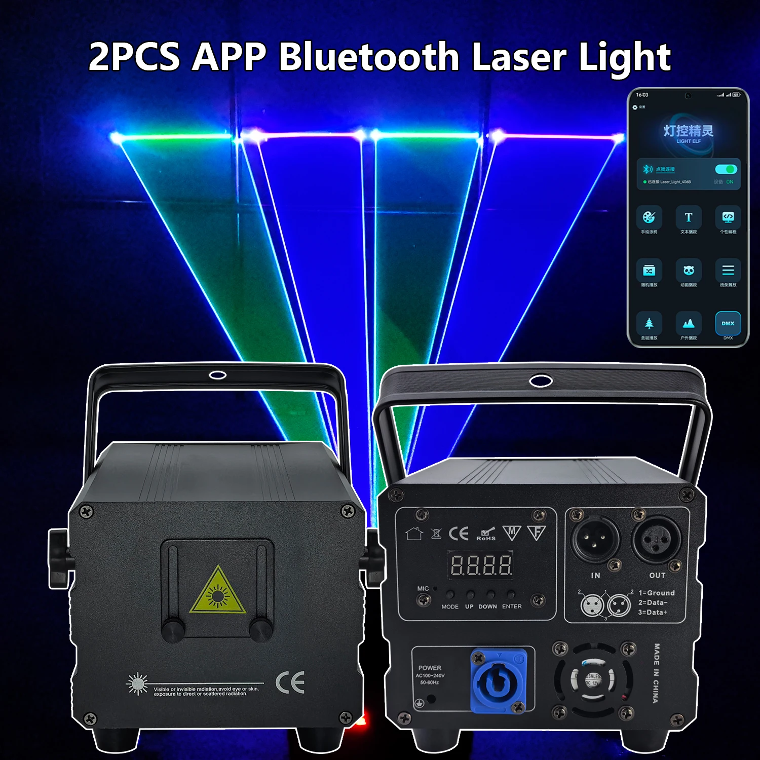 2PCS 6W Laser Animation Bluetooth RGB Laser Light DMX 3d Animation Projector Stage Wedding Bar Disco Party IOS Android Control
2PCS 6W Laser Animation Bluetooth RGB Laser Light DMX 3d Animation Projector Stage Wedding Bar Disco Party IOS Android Control
