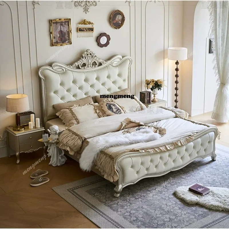 European solid wood bed light luxury leather master bedroom bed double American high-end atmospheric wedding bed
European solid wood bed light luxury leather master bedroom bed double American high-end atmospheric wedding bed