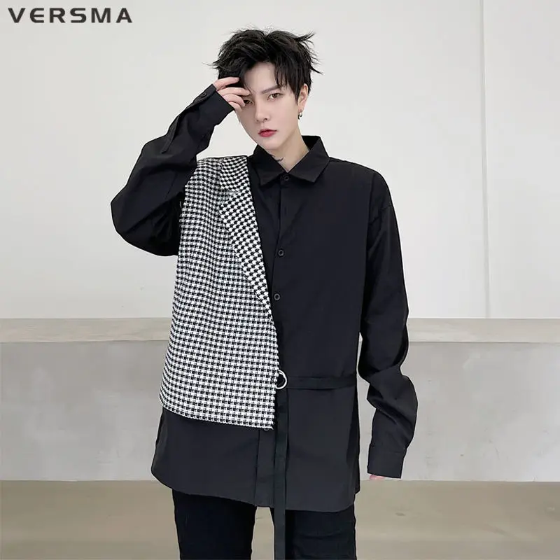 VERSMA Korean Trendy Design Suit Collar Patchwork Boys Long Sleeve Shirt Spring Retro Plaid Stitch Club Shirt Women Dropshipping
VERSMA Korean Trendy Design Suit Collar Patchwork Boys Long Sleeve Shirt Spring Retro Plaid Stitch Club Shirt Women Dropshipping