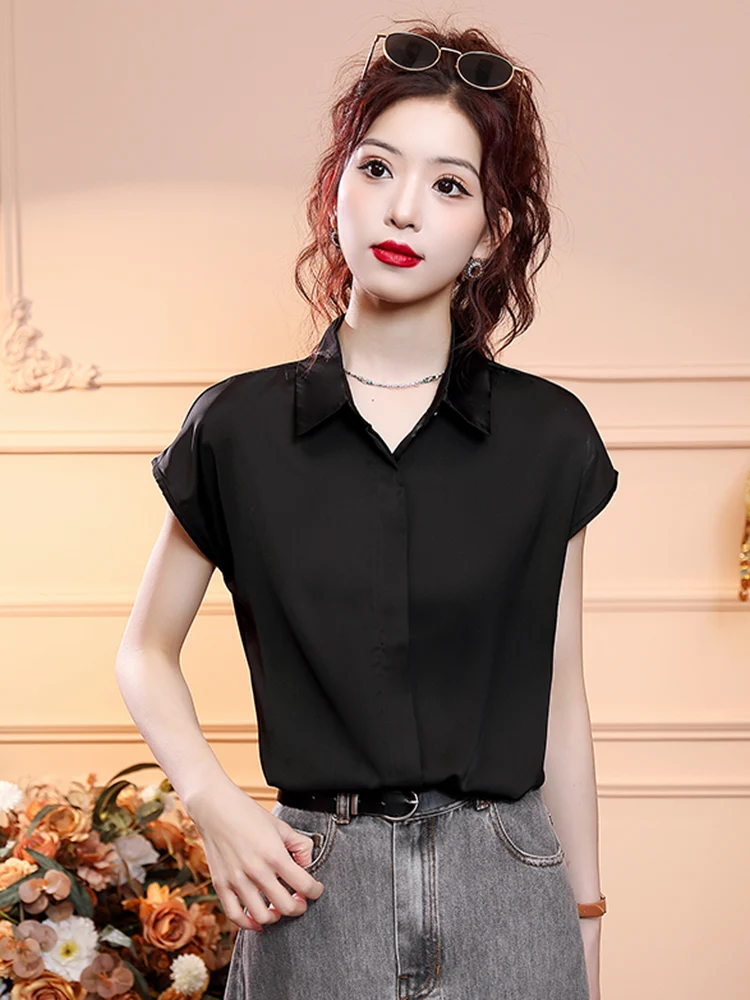 Ele Bla ort Sve Ne irt Women's Summer Faion Slimming Top Straight Cut Commute Sle Button Detail
Ele Bla ort Sve Ne irt Women's Summer Faion Slimming Top Straight Cut Commute Sle Button Detail