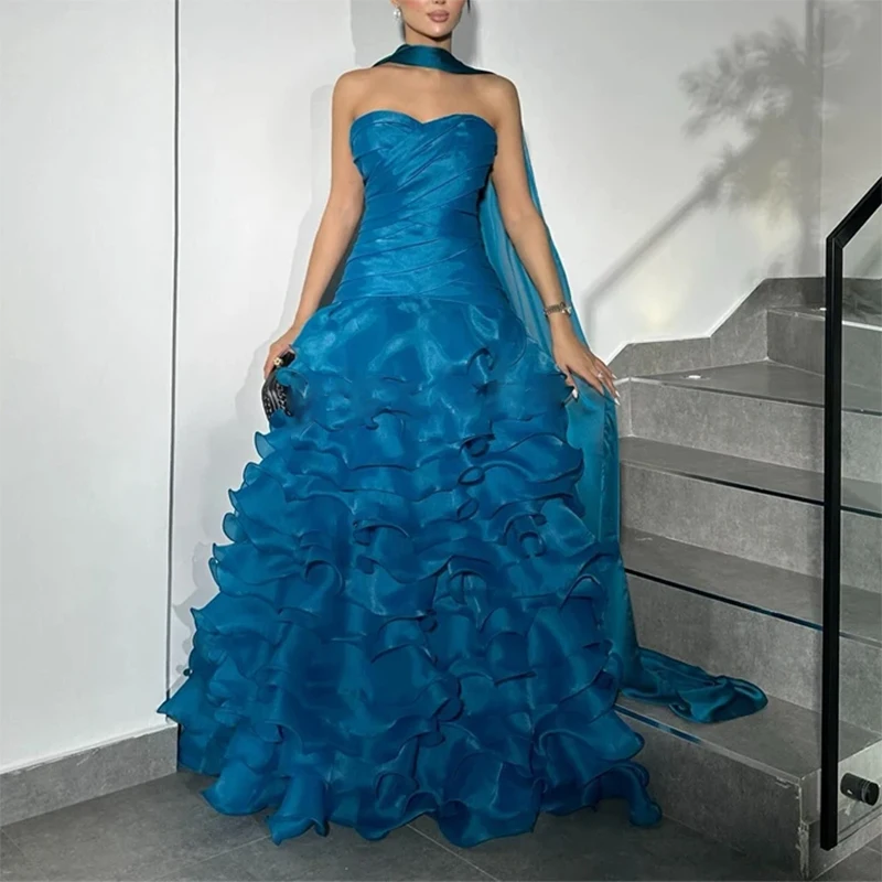 Dark Blue Strapless Formal Evening Dresses Women Luxury Organza Tiered Flounce Formal Occasion Prom Dresses Customized robes de
Dark Blue Strapless Formal Evening Dresses Women Luxury Organza Tiered Flounce Formal Occasion Prom Dresses Customized robes de