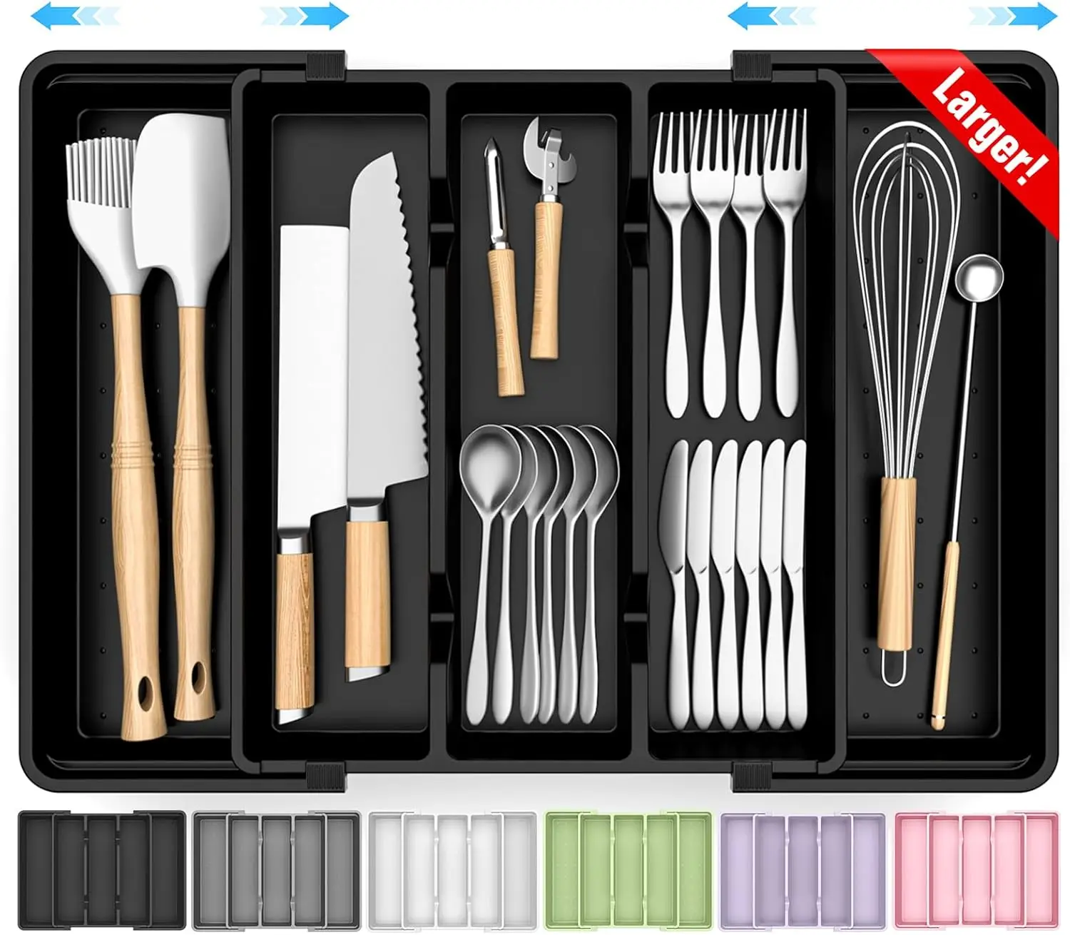 Large Silverware Organizer, Expandable Utensil Drawer Organizer for Kitchen Drawers, Kitchen Drawer
Large Silverware Organizer, Expandable Utensil Drawer Organizer for Kitchen Drawers, Kitchen Drawer