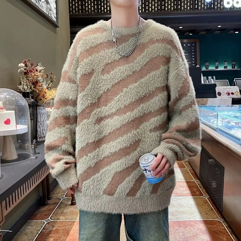 Мужской вязаный свитер Thiened с рисунком зебры, верхняя одежда Lazy Sle, осень-зима, большой размер 300, американский японский Sle
Мужской вязаный свитер Thiened с рисунком зебры, верхняя одежда Lazy Sle, осень-зима, большой размер 300, американский японский Sle