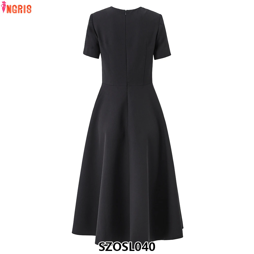 Summer French black dress with diamond beads and diamonds, dragonfly round neck short sleeve waist a-line skirt-SZOSL040
Summer French black dress with diamond beads and diamonds, dragonfly round neck short sleeve waist a-line skirt-SZOSL040