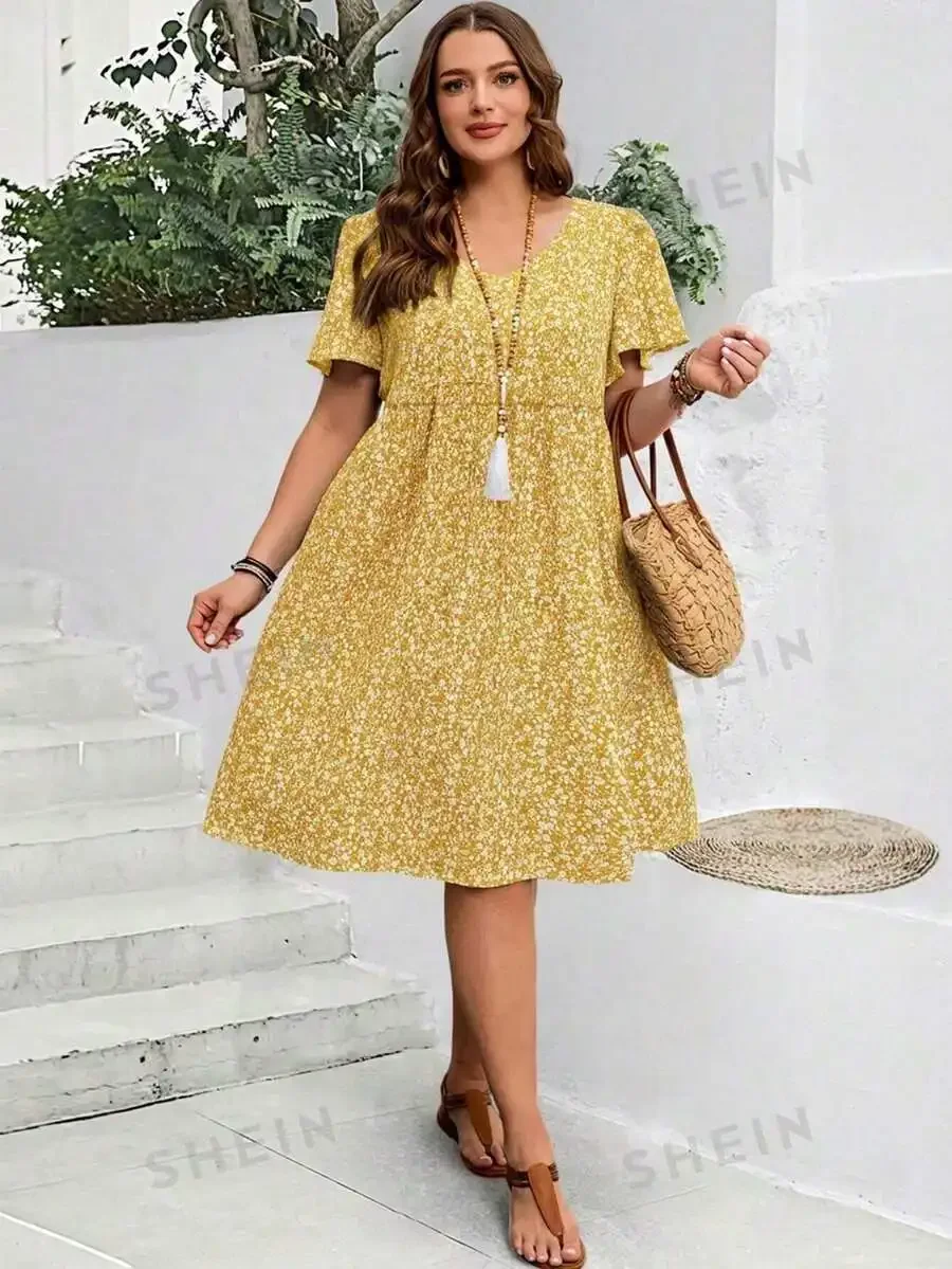 Plus Size Women Summer Ditsy Floral Short Sleeve Holiday Dress
Plus Size Women Summer Ditsy Floral Short Sleeve Holiday Dress