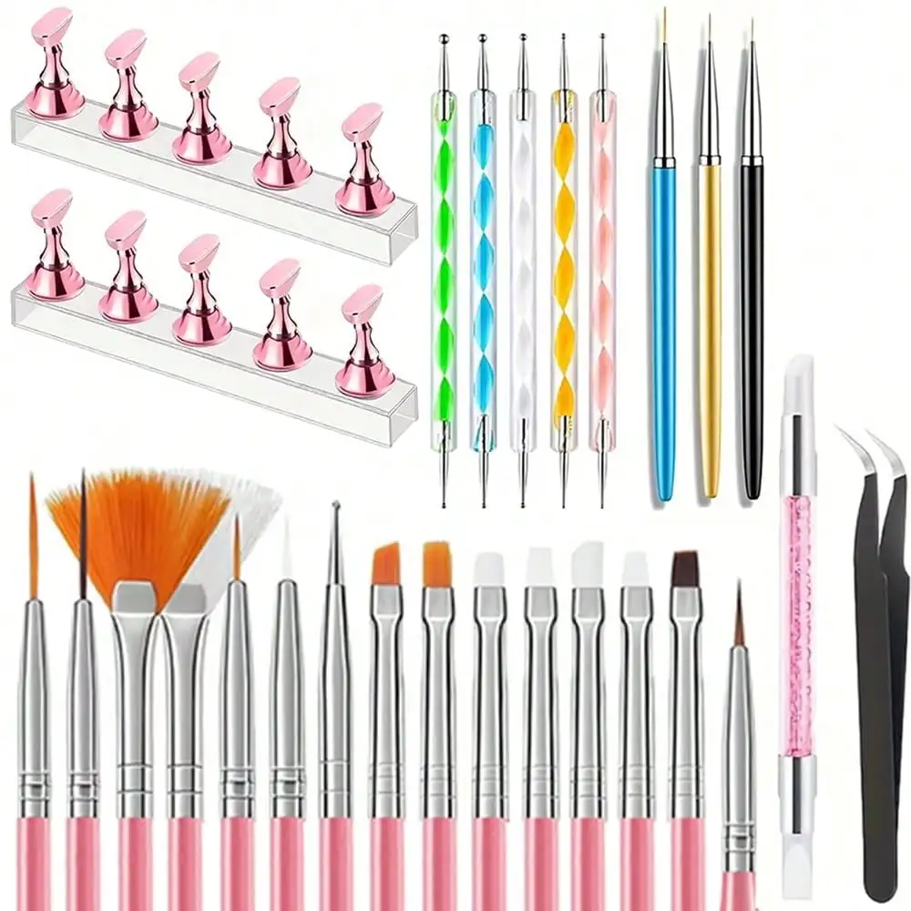 27Pcs Pink Nail Art Tools Set Professional Painting Brushes Dotting Pen Manicure Accessories Kit
27Pcs Pink Nail Art Tools Set Professional Painting Brushes Dotting Pen Manicure Accessories Kit