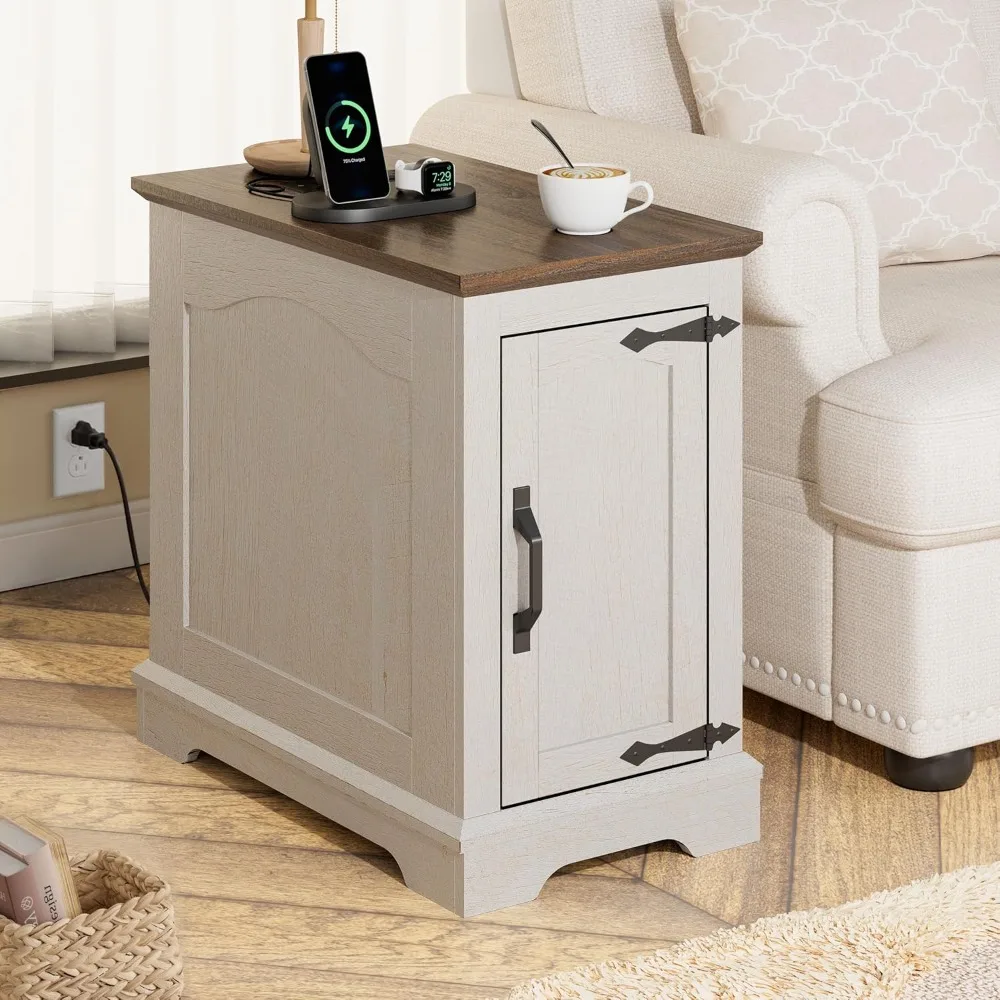 Narrow End Table with Storage, Farmhouse Side Table with Power Outlets & USB Ports, Small Night Stand for Living Room
Narrow End Table with Storage, Farmhouse Side Table with Power Outlets & USB Ports, Small Night Stand for Living Room
