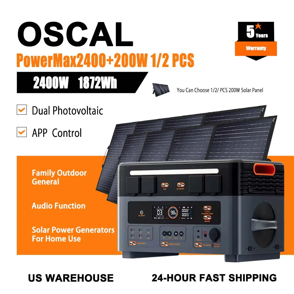 1872WH 2400W Power Station Set Solar Panel Optional 1/2PCS 200W,Advanced BMS Technology,LED Lighting Morse Code,For Outdoor Trip
1872WH 2400W Power Station Set Solar Panel Optional 1/2PCS 200W,Advanced BMS Technology,LED Lighting Morse Code,For Outdoor Trip