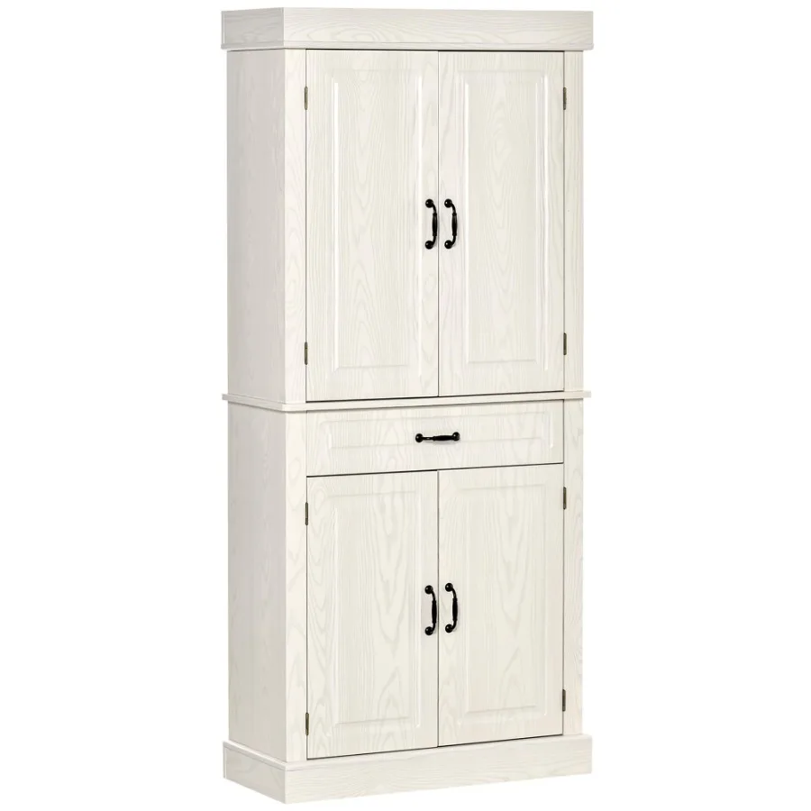 HOMCOM 71 Freestanding Kitchen Pantry with 4 Doors and 2 Large Cabinets Tall Storage Cabinet with Drawer Distressed White
HOMCOM 71 Freestanding Kitchen Pantry with 4 Doors and 2 Large Cabinets Tall Storage Cabinet with Drawer Distressed White
