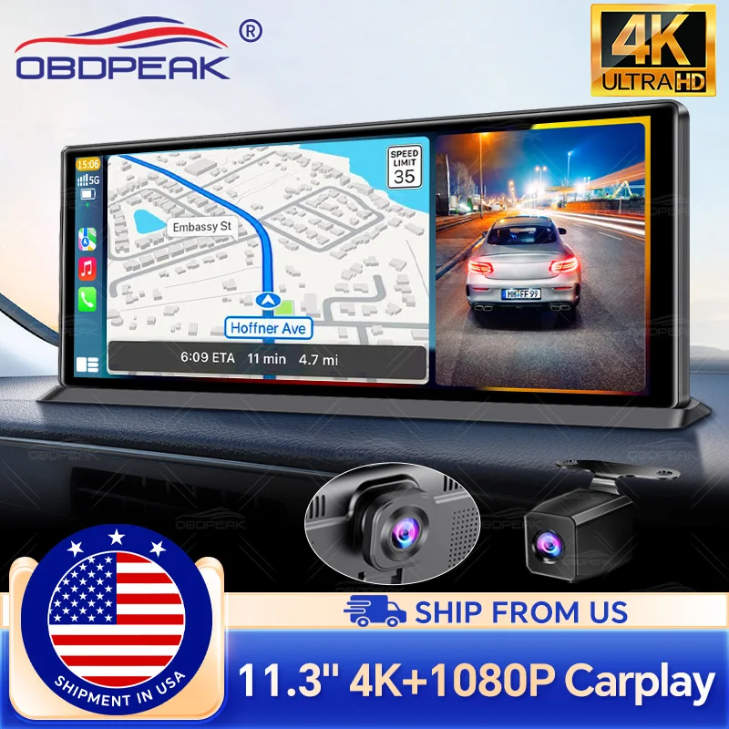 11.3 inch Dash Cam 4K Car DVR Wireless Carplay & Android Auto GPS Navigation Video Recorder Dashboard Dual Lens Wifi FM AUX
11.3 inch Dash Cam 4K Car DVR Wireless Carplay & Android Auto GPS Navigation Video Recorder Dashboard Dual Lens Wifi FM AUX