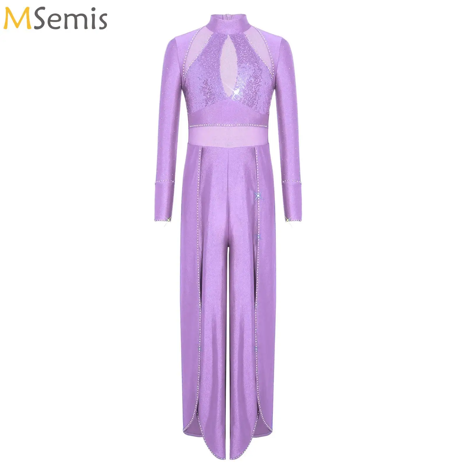 Kids Girls Ballet Lyrical Dance Unitards Jumpsuit Jazz Performance Costume Shiny Sequins Bodice Mesh Split Wide-Leg Bodysuit
Kids Girls Ballet Lyrical Dance Unitards Jumpsuit Jazz Performance Costume Shiny Sequins Bodice Mesh Split Wide-Leg Bodysuit