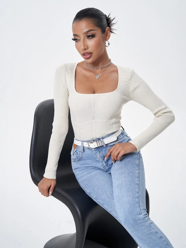 Slim Fit Long Sve вязаный Rer Pure Color Base irt модный осенне-зимний новый женский свитер с квадратным воротником Faion
Slim Fit Long Sve вязаный Rer Pure Color Base irt модный осенне-зимний новый женский свитер с квадратным воротником Faion