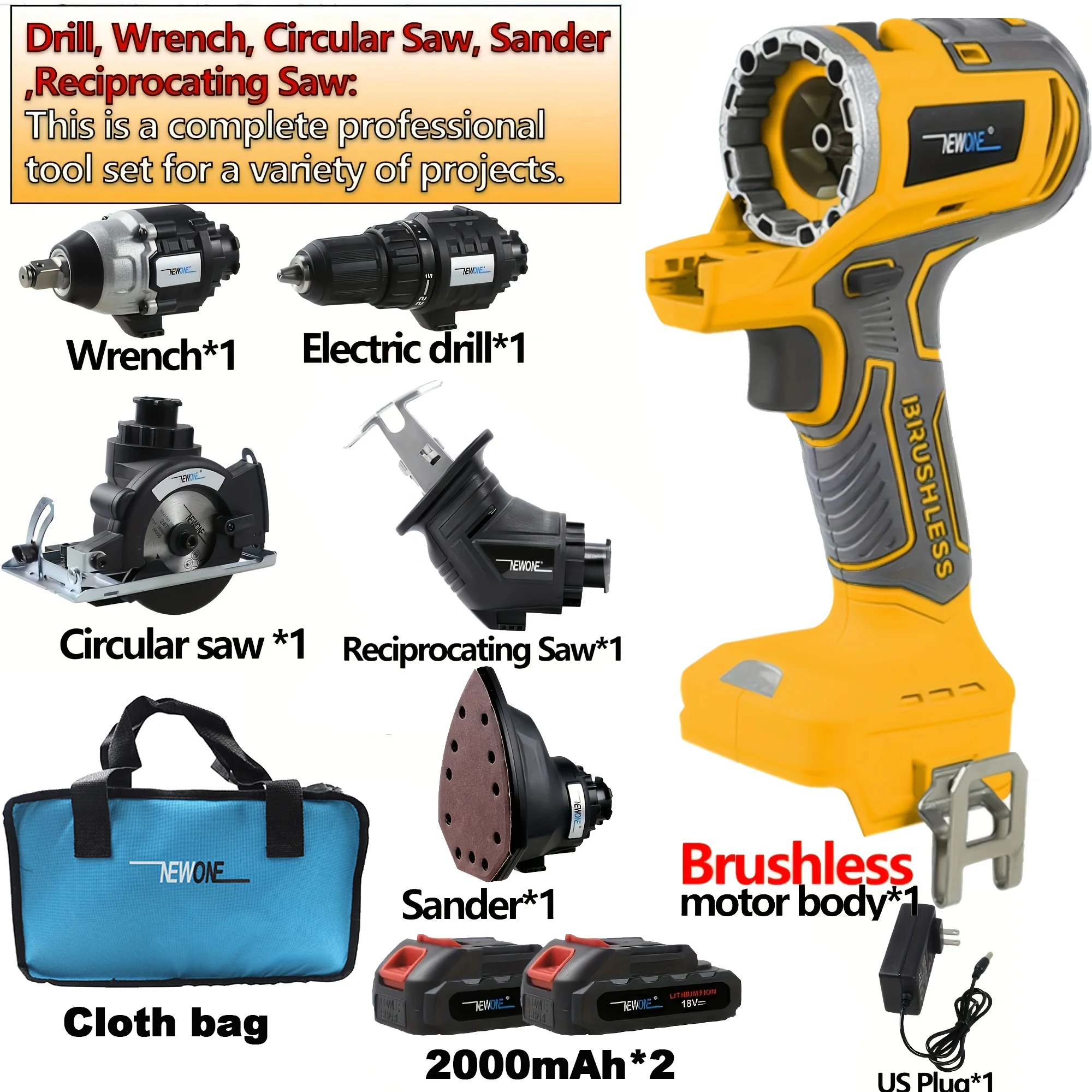 Brushless multifunctional 5-in-1 power tool combination set, a variety of accessories combination is very practical a good gift
Brushless multifunctional 5-in-1 power tool combination set, a variety of accessories combination is very practical a good gift