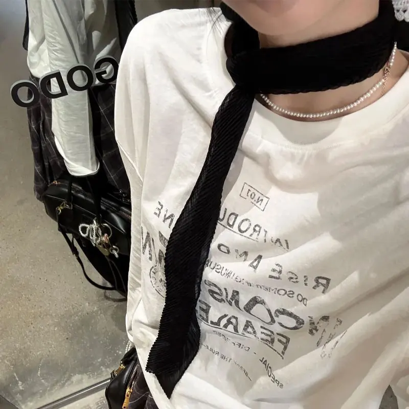 Spring Summer Long Sleeve Printed Pullovers Stylish Ribbon Female Clothing Vintage Letter Casual O-Neck Basic American T-shirts
Spring Summer Long Sleeve Printed Pullovers Stylish Ribbon Female Clothing Vintage Letter Casual O-Neck Basic American T-shirts